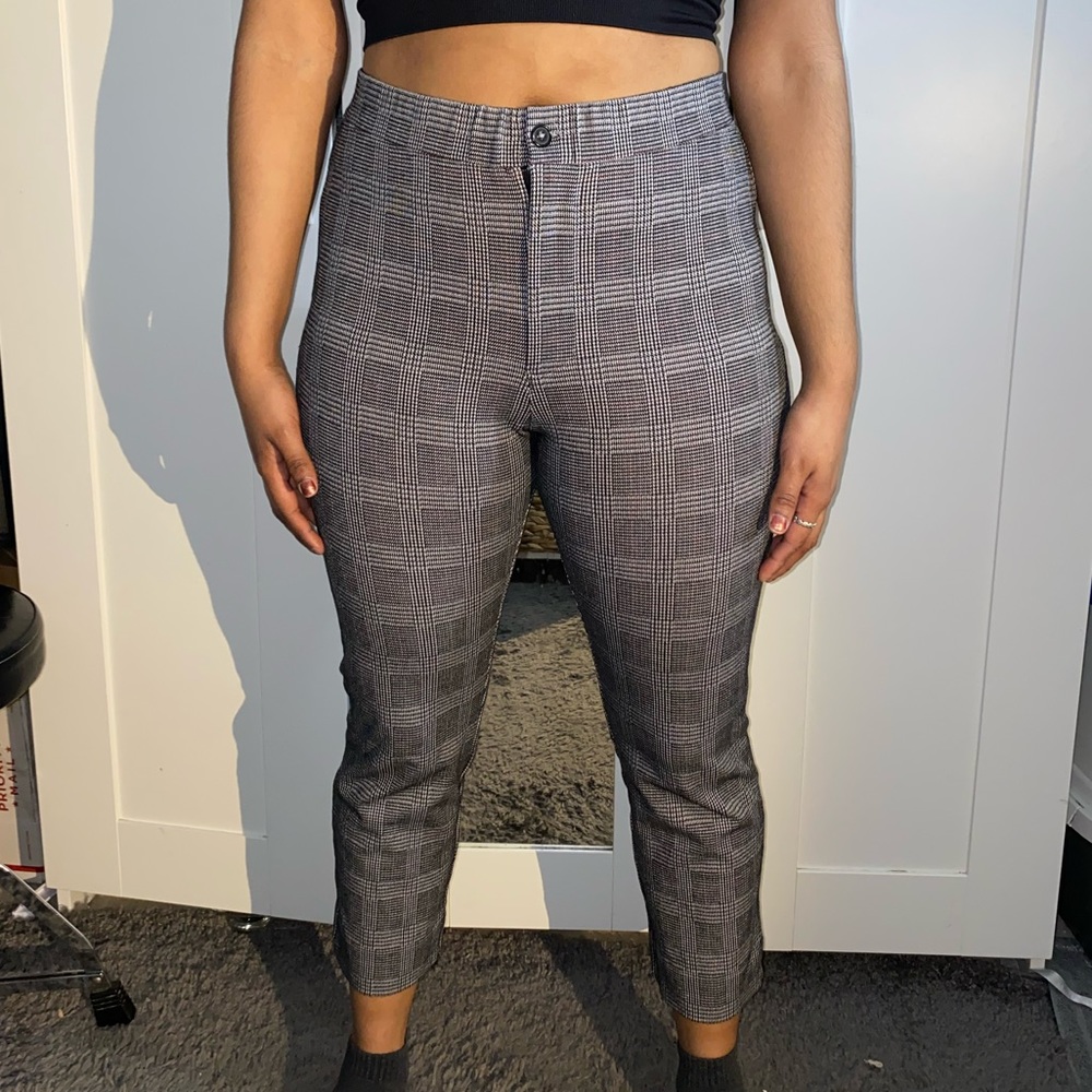 Plaid high waisted cropped pants